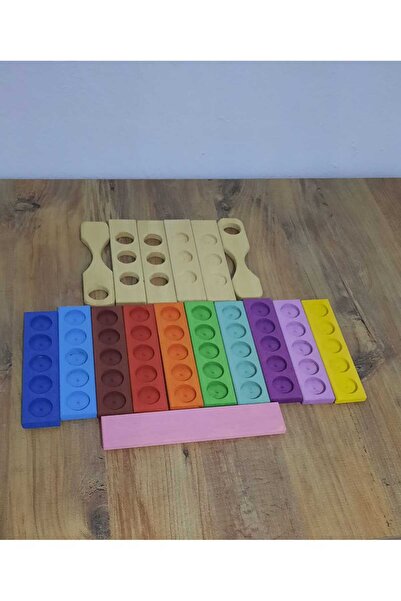 ROOT WOODEN TOYS Ahşap Waldorf Gökkuşağı Mandala Blokları Sıralama ve Sınıfla...