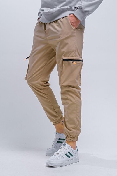 Oksit Ανδρική φόρμα Baltassare Slim Fit στο κάτω μέρος με λεπτομέρεια με φερμουάρ και τσέπη Cargo Parachute