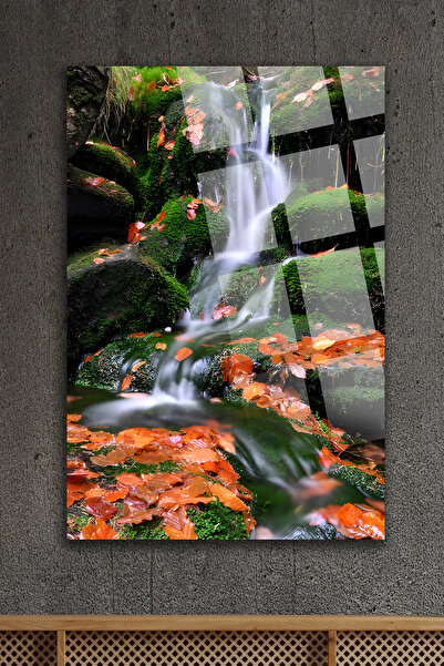 TAULART Jesen i vodopad, nečvrsta staklena slika, poklon za dom i kancelariju...