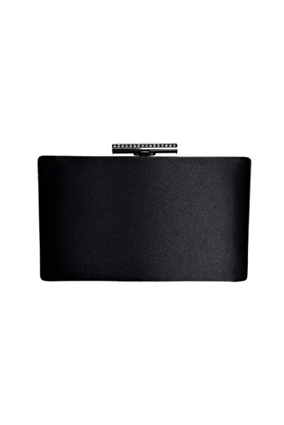 Biçanta Μαύρο Σατέν Ασημί Μεταλλική Θήκη Βραδινή Τσάντα Φόρεμα Τσάντα Νυχτερι...