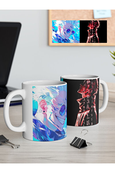 ÖGEDAY TASARIM Jujutsu kaisen "GOJO ve SUKUNA" karışımı porselen kupa bardak