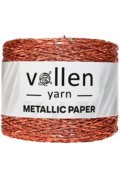 vollen yarn Premium Metallic Paper Rope, Shiny Bag Rope, 250 Gr, Polyester Rope, Metallic Twisted Rope, Supla Rope, Copper