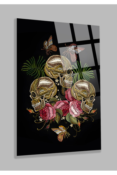 TAULART 3 Ζωγραφική σε γυαλί αδιάσπαρτο κρανίο, δώρο για το σπίτι και το γραφ...