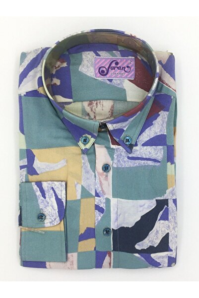 Saran ERKEK GÖMLEK RENKLİ RETRO DESENLİ