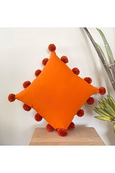 HALATÇI HOME Калъфка за възглавница с помпон в оранжево