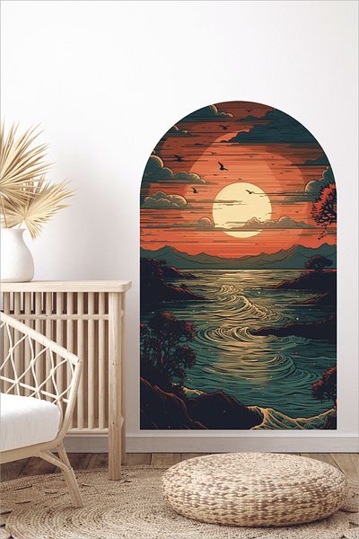 Grafikup Autocolant de perete Boho cu model de soare
