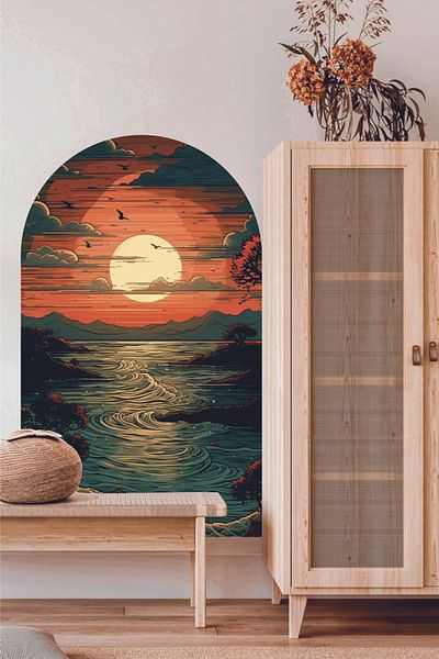 Grafikup Autocolant de perete Boho cu model de soare