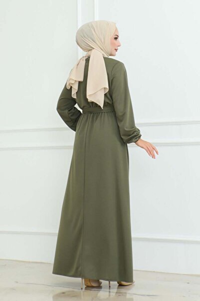 Buti Φόρεμα με κουμπιά και λεπτομέρεια στους ώμους - ΧΑΚΙ