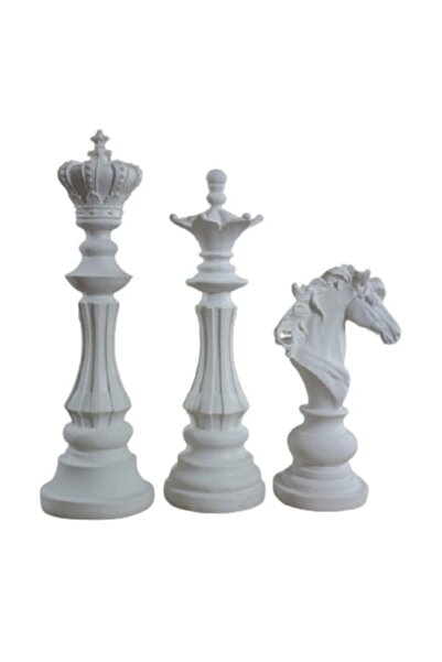 Uphillstore Boyanabilir Polyester Ham Obje 3'lü Satranç Takımı (at, Vezir, Şah)