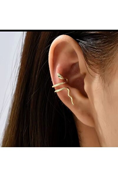 AychaAksesuar İthal Çelik delik gerektirmez yılan kıkırdak küpe