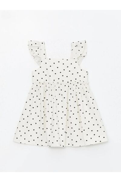 LC Waikiki LCW baby Kare Yaka Kolsuz Baskılı Kız Bebek Elbise