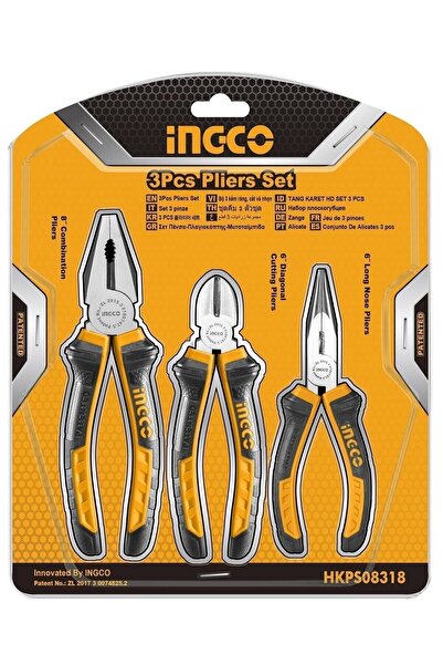 Ingco 3'lü Set Pense, Yan Keskı, Kargaburun Pense