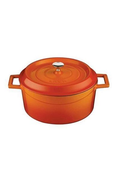 İthal Çesit Lava Trendy Round Cast Iron Pot Diameter 28cm Orange Fma04439