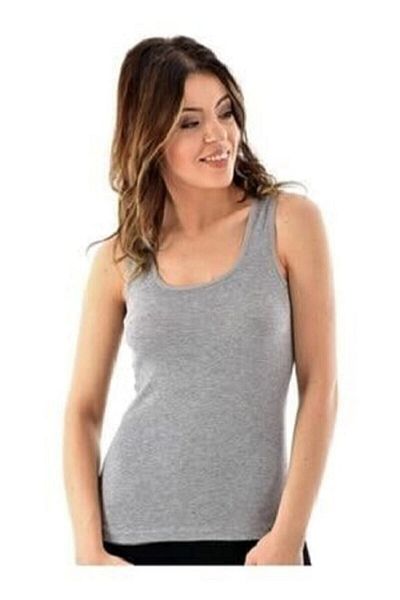 Tutku Women's Ribbed Thick Strap Colorful Undershirt 6-Piece Pack (2-grey)(2-skin)(2-black)