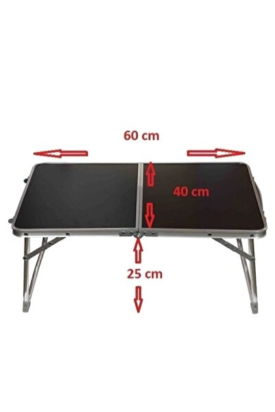 Genel Markalar 60x40cm Katlanır Kamp Masası Siyah Yükseklik 25cm