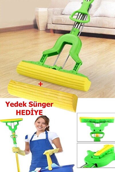 PAZAROLAY Yeşil Pembe Renk Kelebek Mop Sünger Mop