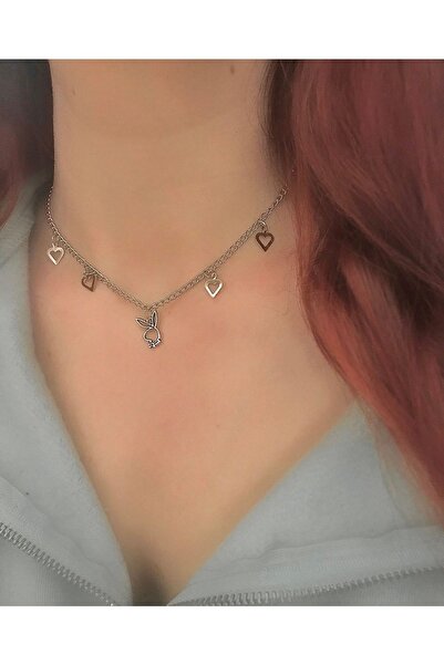 bohemian takı tasarim Playboy Kalpli Choker Kolye