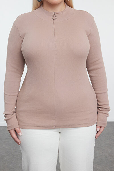 Trendyol Curve Μπλούζα καμιζόλ με φερμουάρ με φερμουάρ βιζόν - TBBAW25AF00019