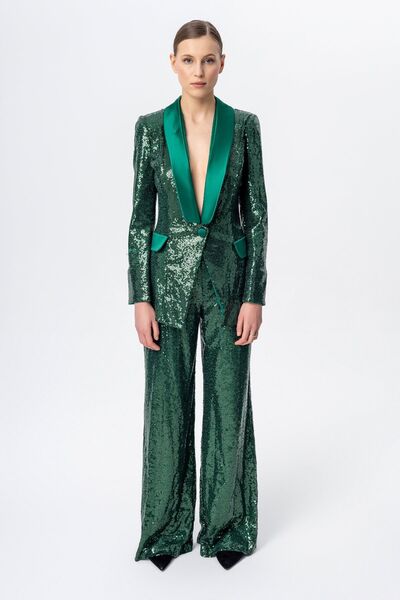 Sarı Etiket طقم جاكيت وبنطلون مطرز