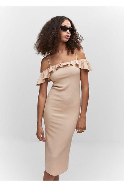 MANGO Woman Ruffle Knitwear Dress