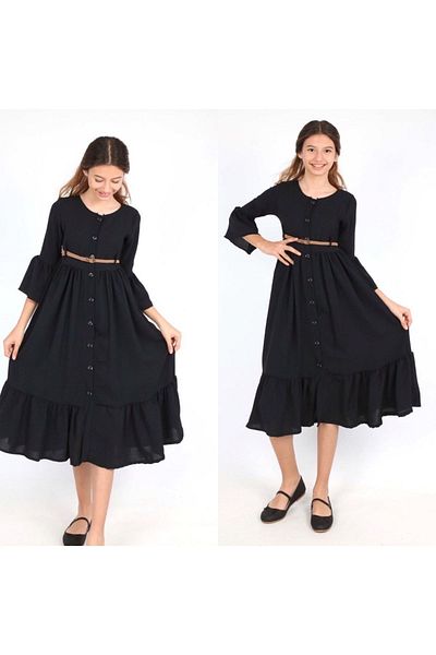 ARBİ kids Rochie lungă din țesătură Ayrobin neagră pentru fete