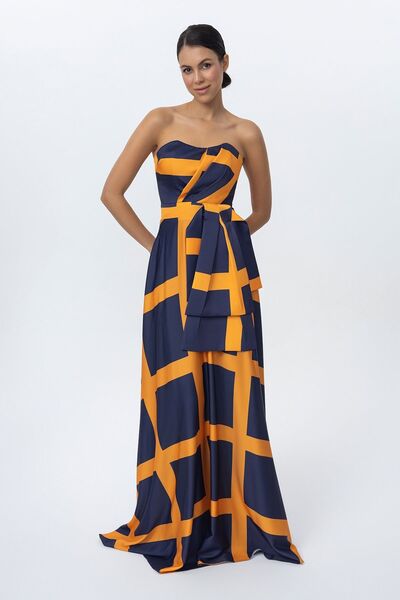 Sarı Etiket Βραδινό φόρεμα με μακρύ σχέδιο