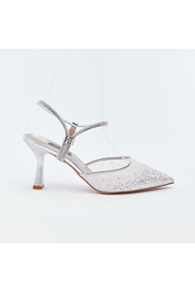 derinet Taş Aksesuarlı Fileli Kadın Abiye Ayakkabı