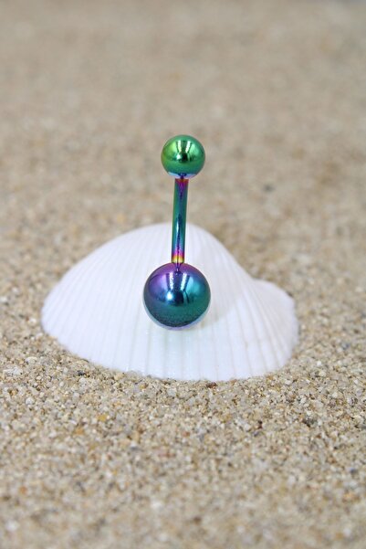 NOBLE GETTO Piercing Göbek Piercing Cerrahi Çelik Gökkuşağı Renk Klasik Top Ç...
