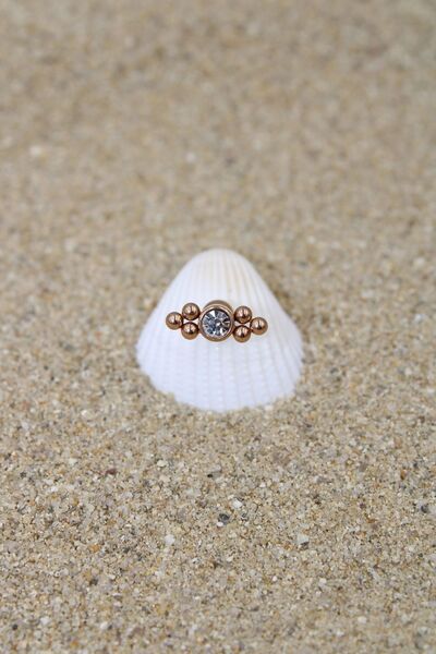 NOBLE GETTO Piercing Cerrahi Çelik Piercing Zirkon Taşlı Kıkırdak Tragus Conch Helix Rose Renk Tek Taş Altı Top