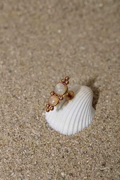 NOBLE GETTO Piercing Cerrahi Çelik Piercing Opal Taşlı Kıkırdak Tragus Conch ...