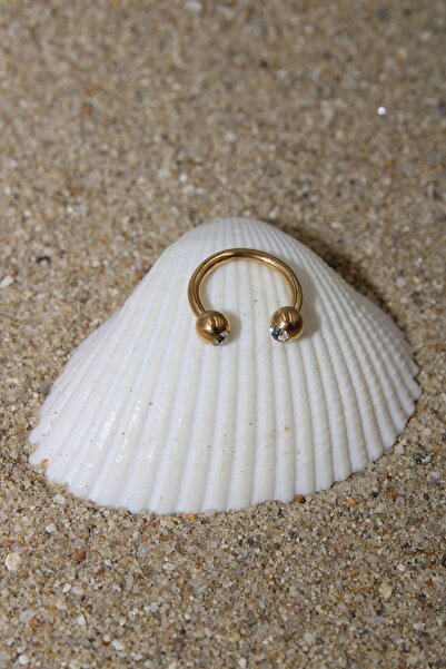 NOBLE GETTO Piercing Cerrahi Çelik Piercing Zirkon Tek Taşlı Halka Kıkırdak Septum Tragus Conch Helix Gold Renk