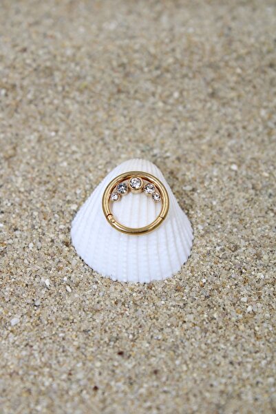 NOBLE GETTO Piercing Cerrahi Çelik Piercing Zirkon Taşlı Klipsli Septum Tragu...