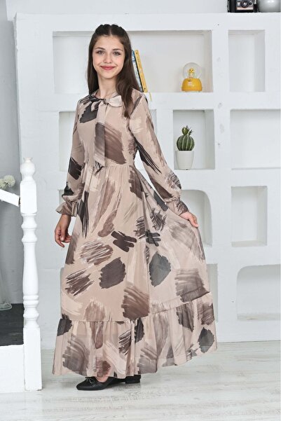 Asortix Φόρεμα σιφόν μακρύ χιτζάμπ με βαμβακερή επένδυση για νεαρή κοπέλα