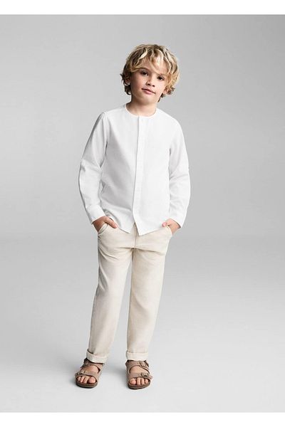 MANGO Kids Βαμβακερό πουκάμισο με λαιμόκοψη