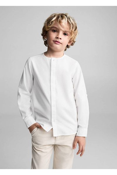 MANGO Kids Βαμβακερό πουκάμισο με λαιμόκοψη