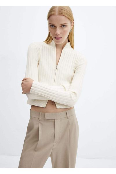 MANGO Woman Short cardigan with zipper