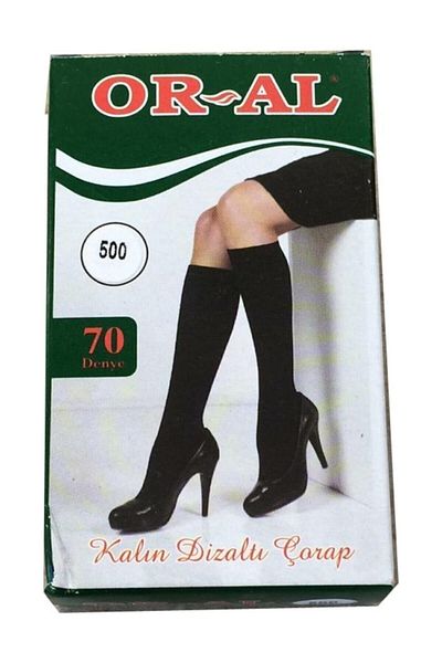 OR-AL Дамски чорапи до коляното Oral, 70 Den, 12 броя, 500, черни