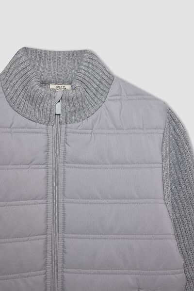 DeFacto Boy's Knitwear Jacket - Half Turtleneck, Zip Pocket, Solid Cardigan C1765A824Au