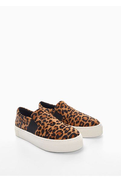 MANGO Woman Furry Leather Sneakers