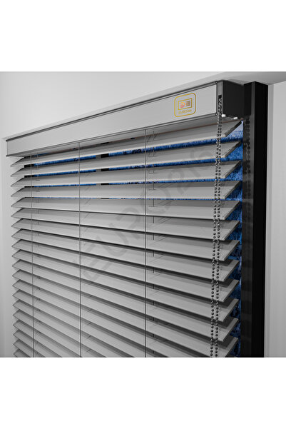 JaluziByEuro216 Redüktörlü / Zincirli Ahşap Jaluzi Perde 50 Mm %100 Ahşap Bej...