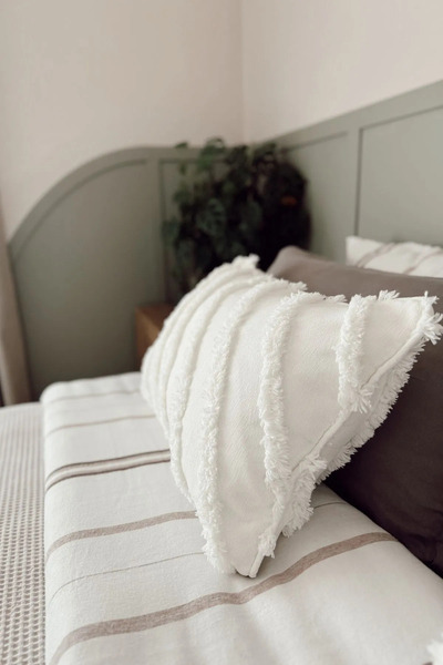 ARIKAN HOME Ekru Renk Bodrum Astarlı Şönil Kadife Fırfır Premium Runner Seti