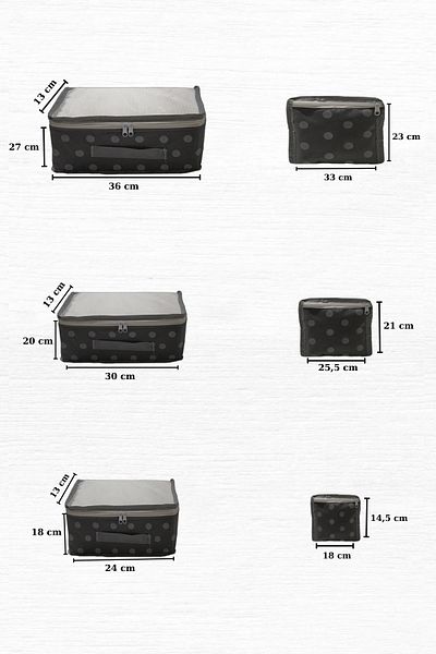 Nanteks 6-piece Gray Polka Dot Suitcase Organizer Set - Travel Storage Suitcase Organizer