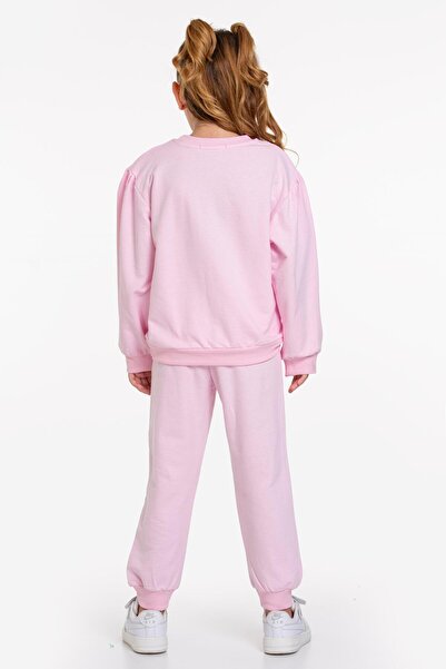 zepkids Σετ αθλητικής φόρμας για κορίτσια σε πούδρα με ροζ λεπτομέρεια - ελαστικό πόδι