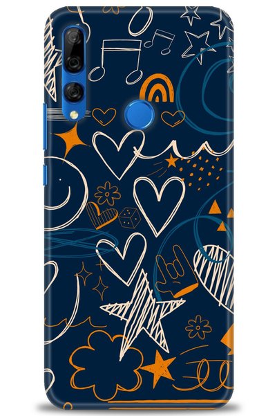 MRCİLETİSİM Huawei Y9 Prime 2019 Case Hd Printed Case - Notes and Hearts + Fu...