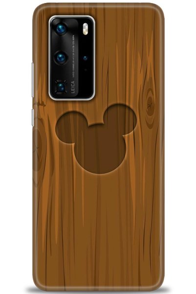 MRCİLETİSİM جراب هواوي P40 Pro بطباعة HD - خشب ميكي + واقي شاشة كامل