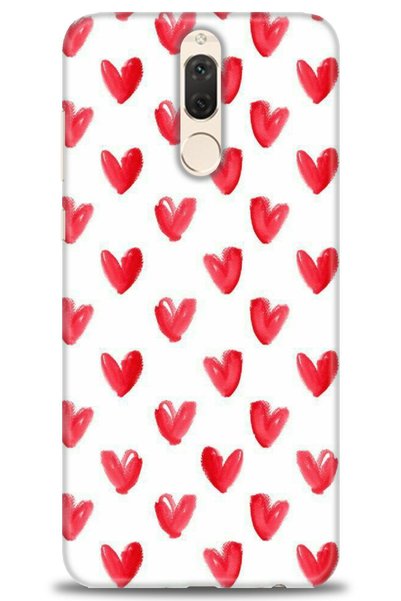 MRCİLETİSİM Huawei Mate 10 Lite Case Hd Printed Case - Red Tiny Hearts- Mrc