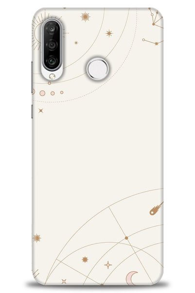 MRCİLETİSİM حافظة هواوي P30 Lite مطبوعة بدقة HD - خريطة النجوم + واقي شاشة كامل