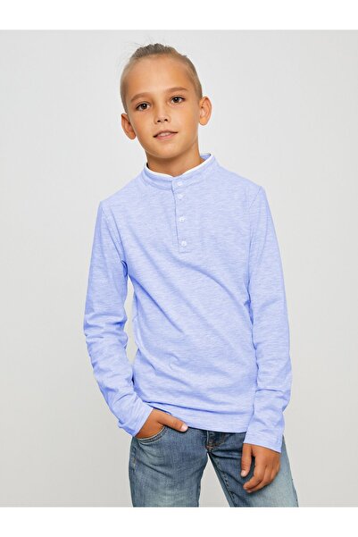HN HNT TEKSTİL Boy's High Collar Long Sleeve Cotton T-Shirt