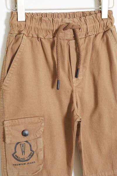 Cansın Mini Καφέ Cargo Pocket Elastic Waist Boy's Jean Pants 18408