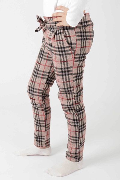 AHENGİM Trendy Hose für Mädchen - Kariert und mit Gürtel, Ak2201